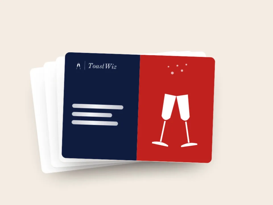 Answer a few questions about the couple, ToastWiz drafts your speech, and four speech drafts arrive.